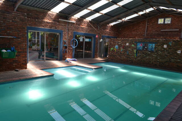 Indoor pool with lane markings