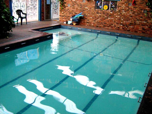 Indoor pool with lane lines
