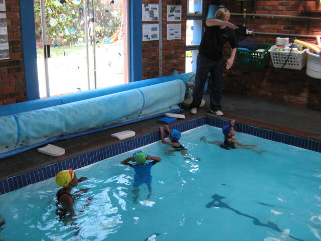 Group lesson in the indoor pool